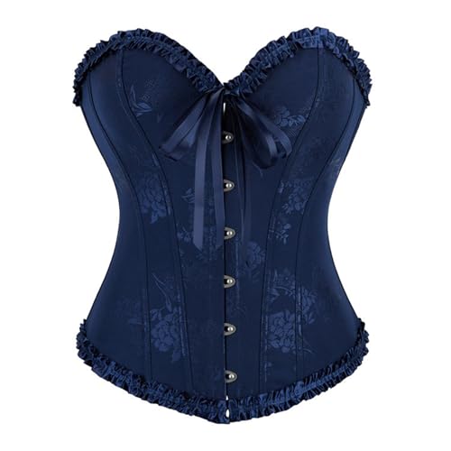 PAIDAXING Hauts Corset pour Femmes UK Corset à Lacets avec Baleines Overbust Bustier Noir Bustier Lingerie Gainante Bodyshaper Haut Grande Taille Costume...