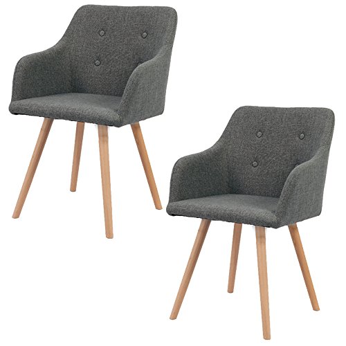 MCTECH Pack de 2 Silla de Comedor Silla de Visita Oficina Sillón con reposabrazos, Tipo A, Gris