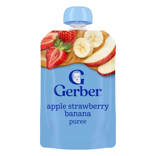 GERBER NATURAL FOR BABY 2nd Foods Apple Strawberry Banana 3.5oz Pouch