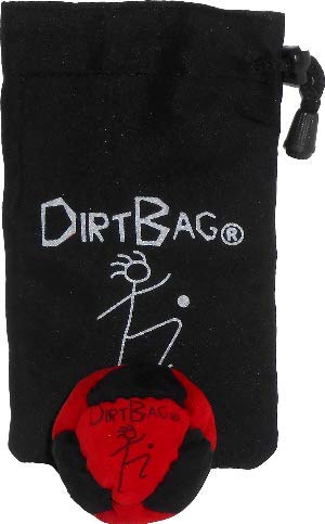 Dirtbag Classic Footbag Hacky Sack with Pouch, Flying Clipper Original Dirtbag with Signature Carry Bag - Red/Black.