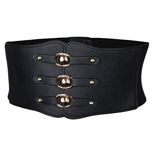 Homyl Cinto De Couro Steampunk Feminino Cincher Wide Waspie Elástico