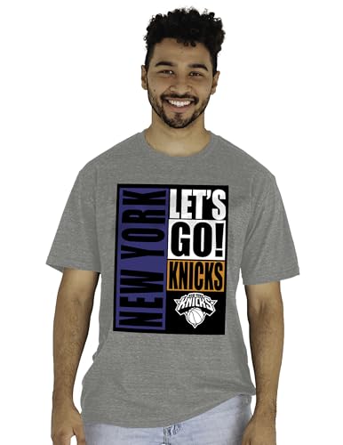 New York Knicks NBA Officially Licensed Tri-Blend T-Shirt Vintage Arch Gray, Medium