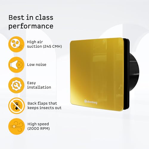 Image of atomberg Studio Exhaust Fan 150mm (6 Inches) | BLDC Motor | 6.8W| Low Noise | 2000 RPM| Ideal for Bathroom,Kitchen | Easy to Clean | Installation-Round Cut (153mm) | 2 Years Warranty | Orion Gold