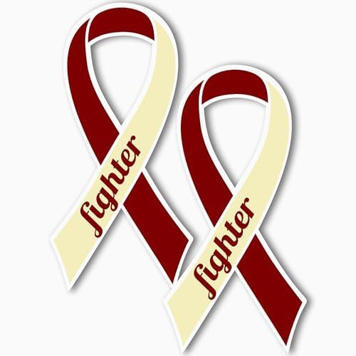 Image of Magnet Me Up Support Head and Neck Cancer Fighter Burgundy and Ivory Ribbon Magnet Decal, 3.5x7 Inches, 2 Pack Automotive Magnet for Car Truck SUV Gift of Empathy Encourage Bravery Crafted in USA