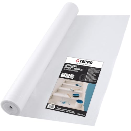 TECPO Abdeckvlies Malervlies 25m Schutzvlies 120g/m Anti-Rutsch Vlies-Rolle selbstklebend Bodenschutz Treppenvlies