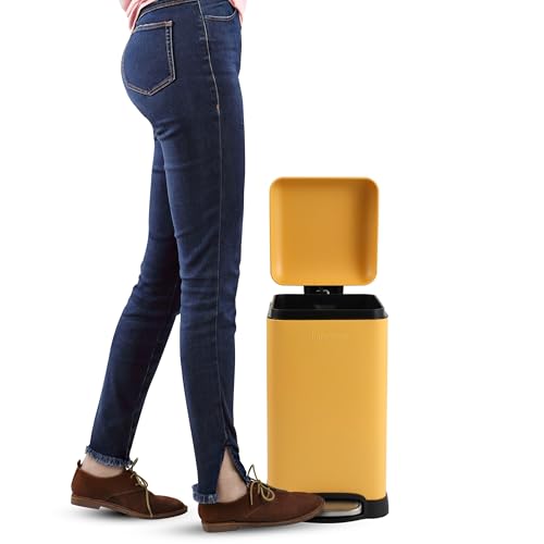 Image of happimess Betty Retro Mini 3.2 Gal Step Trash Can, Daffodil Yellow