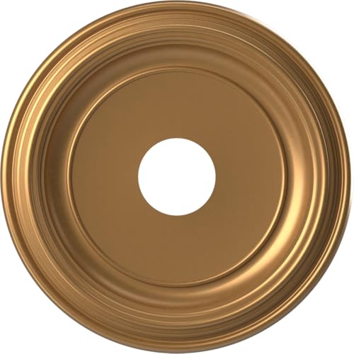 Ekena Millwork 16"OD x 3 1/2"ID x 1 3/8"P Traditional Thermoformed PVC Ceiling Medallion (Fits Canopies up to 9 1/2"), Bright Coat Gold