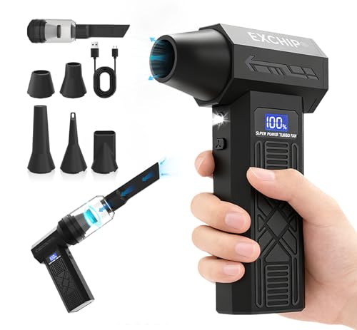 2-in-1 Compressed Air Duster & Vacuum – 150000RPM Electric Air Duster Rechargeable with Color
