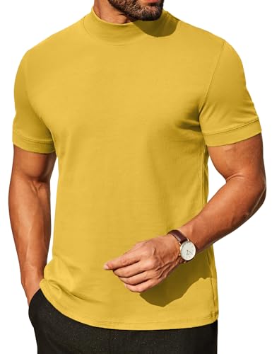 Image of COOFANDY Mens Mock Turtleneck Shirts Casual Premium Cotton Short Sleeve Shirt Basic Half Neck T-Shirts