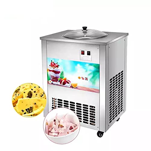 VELLOW Commercial Snack Food Grade Ice Cream Roll Machine, Automatic Fried Ice Machine, Single Round Ice Tray Machine, Ice Cream Shop Fried Yogurt Machine