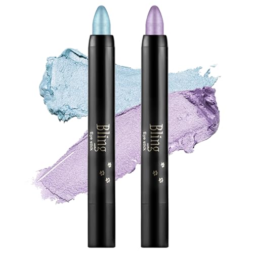 Boobeen Sombra de ojo en barra impermeable, fácil de usar, sombra de ojos en crema brillante para maquillaje con purpurina