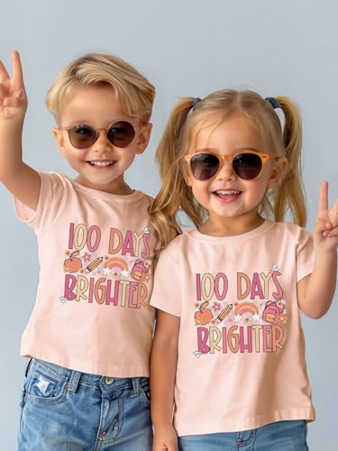 100 Days of School Shirt for Boys Girls Funny 101 Day of School Costume Short Sleeve Graphic Tee Tops Kids 3T-8T4