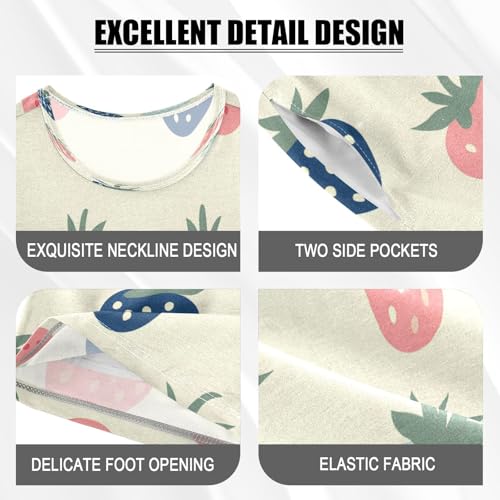 senya Short Sleeve Pajamas Sets Summer Cotton Sleepwear Blue Pink Strawberry4