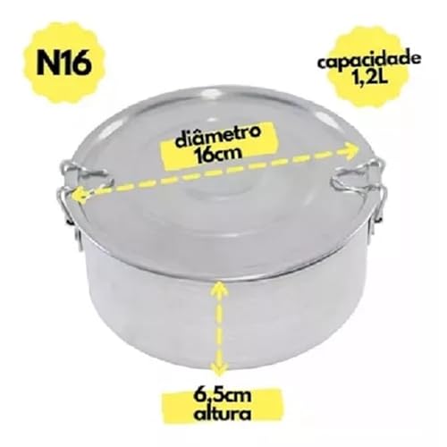 Marmita Redonda Alta Alumínio Polida Nº16 Com Trava Almaço e Jantar