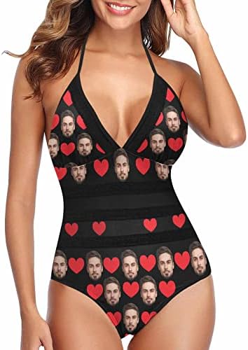 DIYKST Personalized Face one Piece Bathing Suits Swimwear for Women Custom Beach Novelty Swimsuits Summer Pool Gifts
