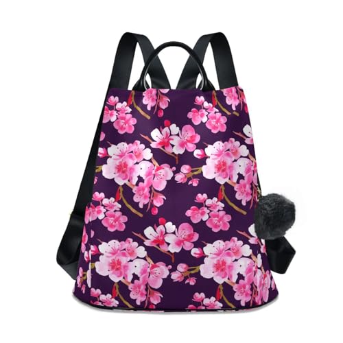 Sac à dos femme rose antivol et léger à motif floral avec multiples poches