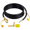 12 FT Quick Connect Propane Hose for RV to Grill,RV Propane Quick Connect Hose,Low Pressure RV Propane Hose with 1/4" Safety Shutoff Valve and 1/4" Male Full Flow Plug,Compatible with Elbow Adapter