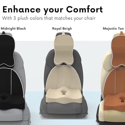 Image of Neckrest Back Support or Orthopaedic Cushion for Long Sitting with Ergonomic Design Made by High Density Memory Foam Used for Car or Office Chairs. (Midnight Black, Spine Support)
