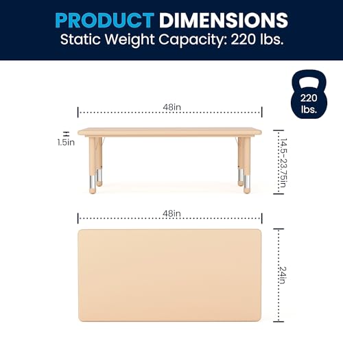 Flash Furniture 48x24 in Rectangular Activity Table with 6 Chairs, Natural β image 8