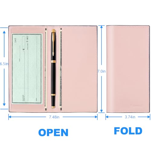 CASMONAL Premium Leather Checkbook Cover for Men and Women Checkbook Holder Wallet RFID Blocking