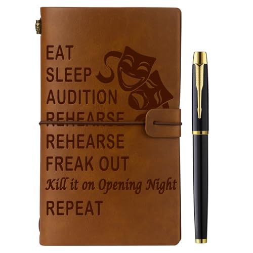 Diario personal de cuero para teatro color marrón claro miniatura 1