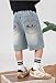 8-9 Years Boy's Baggy Jean Shorts Embroidery Elastic Waist Classic Jorts Wide Leg & Loose Fit Fashion Denim Shorts with Pockets Blue