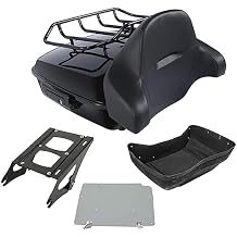 Vivid Black 13.7" King Tour Trunk Set w/Luggage Rack and Mounting Rack Fit for 2014-later Harley Touring Road King Road Glide Street Glide Electra Glide Standard and select CVO