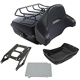 XMT-MOTO Vivid Black 13.7'' King Tour Pack Set w/Luggage Rack and Mounting Rack fits for Harley Touring Road King, Road Glide, Street Glide, Electra Glide Standard, and select CVO 2014-later
