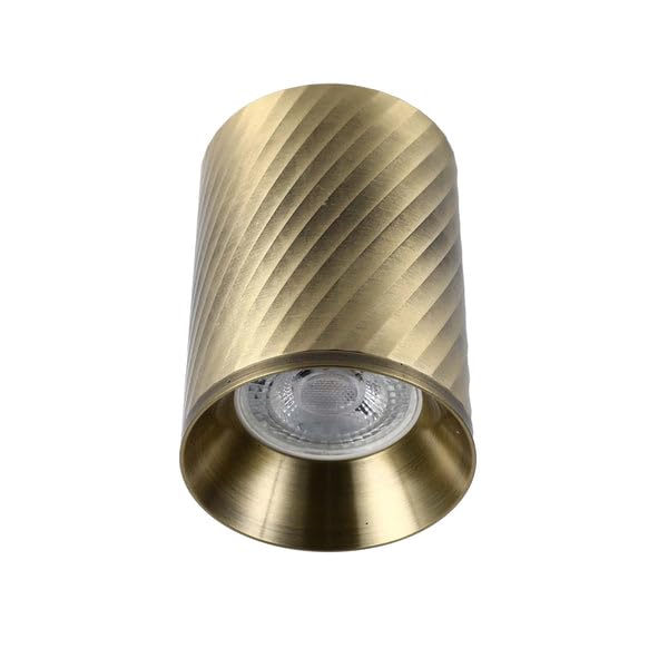 TEKLED GU10 Spiral Textured Downlight | Recessed Spot Light | Dimmable Aluminium Ceiling Fixture 70x100mm | Antique Brass | Light Bulb Not Included