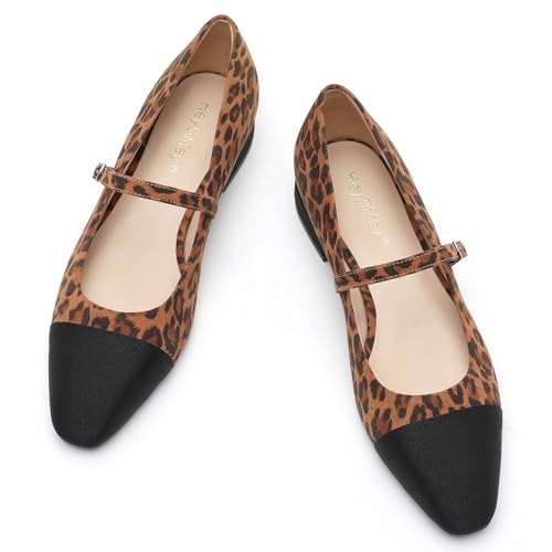 Image of Women's Comfortable Leather Mary Jane Flats Walking Shoes Cute Business Casual Dress Work Shoes