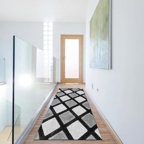Alfombra de pelo corto premium en patchwork gris texturizado 6