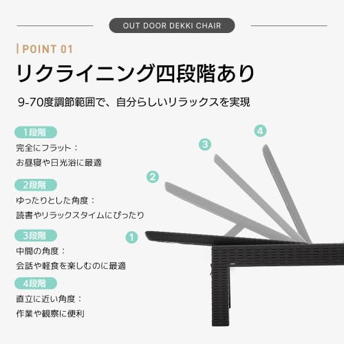 Amazon.co.jp: ガーデンチェア ラタン調 デッキチェア リクライニング