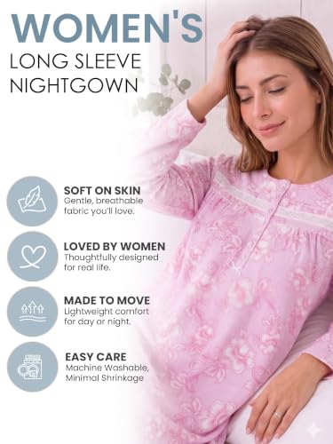 Image of Casual Nights Women's Cozy Long Sleeve Fleece Nightgown