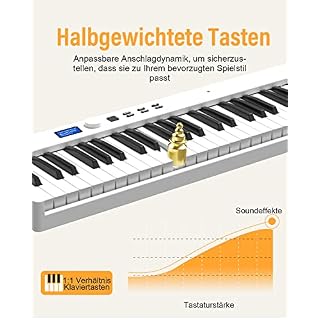 OYAYO Piano pliable avec 88 touches avec écran LCD et boutons semi-lestés – Prise en charge MIDI Bluetooth – Clavier piano numérique avec sac de piano pour enfants – Cadeau d’anniversaire (blanc) - Les Beatles, Paul McCartney, John Lennon, RIngo Starr, George Harrison OYAYO Piano pliable avec 88 touches avec écran LCD et boutons semi-lestés - Prise en charge MIDI Bluetooth - Clavier piano numérique avec sac de piano pour enfants - Cadeau d'anniversaire (blanc) – Image 2
