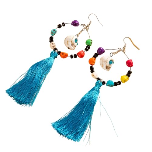 Pendientes colgantes góticos punk de Halloween, esqueleto, borlas largas, flecos, joyería para mujer, accesorios de fiesta, gótico, étnico, accesorios para orejas colgantes, talla única, como se