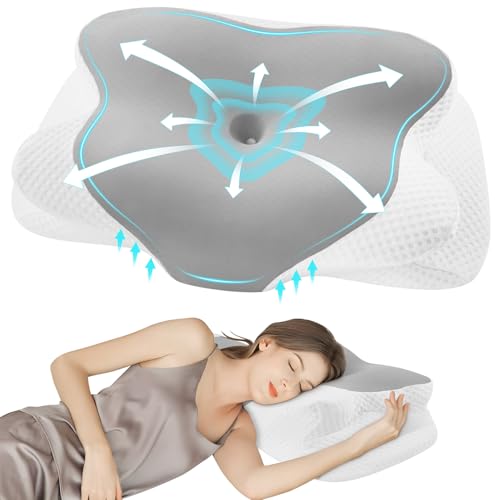 DONAMA Cervical Pillow for Sleeping, Contour Memory Foam Pillow for Neck and Shoulder Support, Ergonomic Neck Pillow for Side Back Stomach Sleepers, B