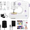 Mini Sewing Machine for Home Use, 12 Stitch Patterns, LED Light & Foot Pedal, 2-Speed Portable Electric Sewing Machine with 32 Spools Thread Kit for Beginners, Kids & Adults