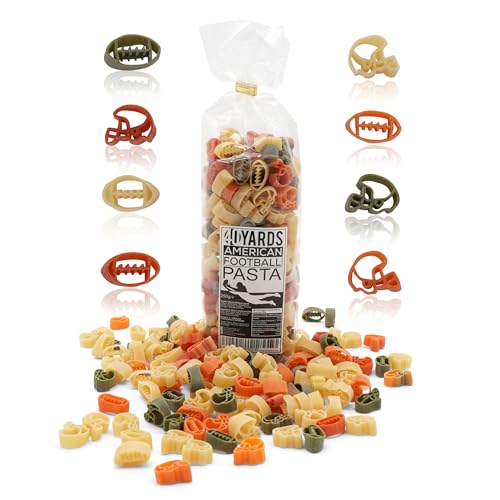 40YARDS American Football Nudeln – Pasta in Football & Helm Form – Handgefertigt in deutscher Manufaktur – 250g Packung – Bunte Motivnudeln aus Hartweizengrieß – 100% Vegan – Football Geschenk