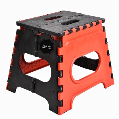 Image of 12 Inch Super Strong Folding Step Stool to Support Adults and Safe Enough for Kids. Opens Easy with One Flip. Great for Kitchen, Bathroom, Bedroom, Kids or Adults (Brown)