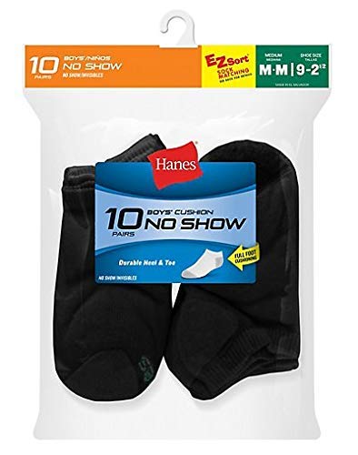 Hanes Boys' No-Show EZ Sort Socks 10-Pack