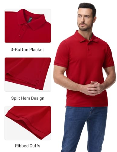 Image of MIER Men's Cotton Pique Polo Shirts, Short Sleeve Golf Work Casual Tops