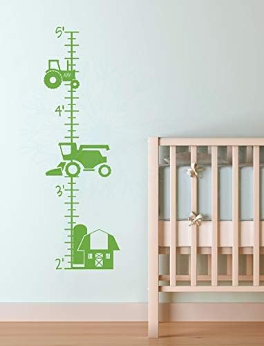 Farm Tractor Growth Chart Vinyl Height Ruler Boy Bedroom Décor Wall Decals Lime Green image 5