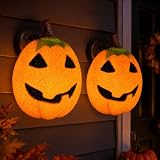 AOGU 2PC Pumpkin Porch Light Covers for Halloween Decorations Outdoor Porch and Garage Light Fixtures Decor, EVA
