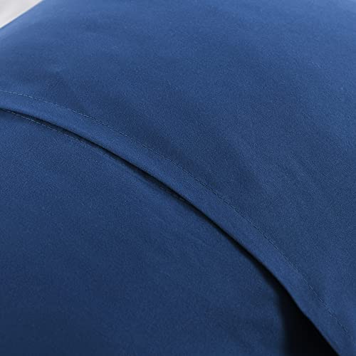 MarCielo 2-Piece Embroidered Pillow Shams, King Decorative Microfiber Pillow Covers Set, King Size (True Navy)