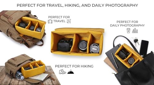 peacechaos Men's Lightweight Vintage Waterproof Canvas DSLR SLR Shockproof Camera Shoulder Messenger Bag Sling bag (Yellow)