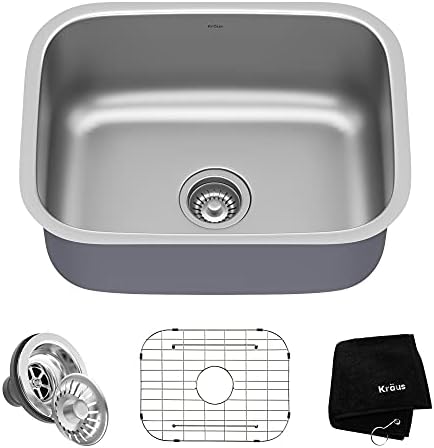 Kraus KBU12 23 inch Undermount Single Bowl 16 gauge Stainless Steel Kitchen Sink