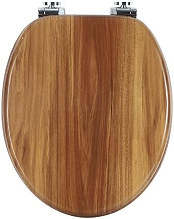 WOLTU Premium WC-Sitz Toilettensitz mit Absenkautomatik, MDF Holzkern, Softclose Scharnier, Desgin Décor Oval