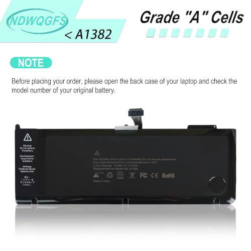 Image of A1382 Battery for MacBook Pro 15 inch Core i7 (Early 2011 Late 2011 Mid 2012) A1286 A1382 Laptop Battery Replacement for MacBook Pro 8,2 9,1