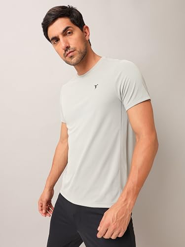 Image of TECHNOSPORT Men's 100% Polyester Slim Fit Solid Short Sleeve T-Shirt for Gym, Workout, Sports and Regular Use - Pack of 2