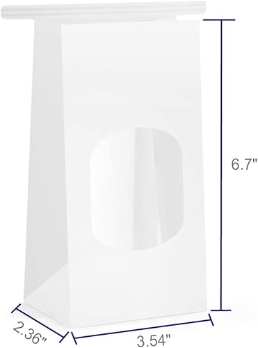 Miniatura 2 de BagDream Bolsas de panadería con ventana, 50 bolsas de papel kraft de 3.54 x 2.36 x 6.7 pulgadas, bolsas de bloqueo de estaño, bolsas blancas para